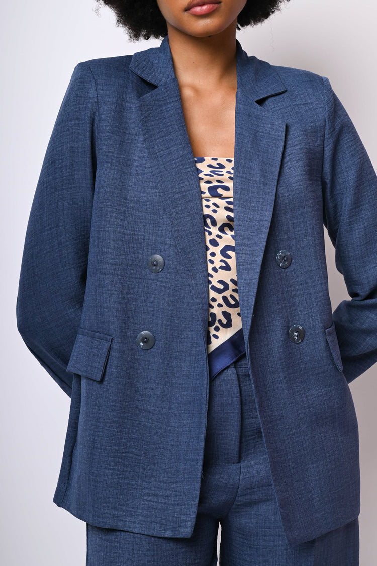 Double-breasted open blazer