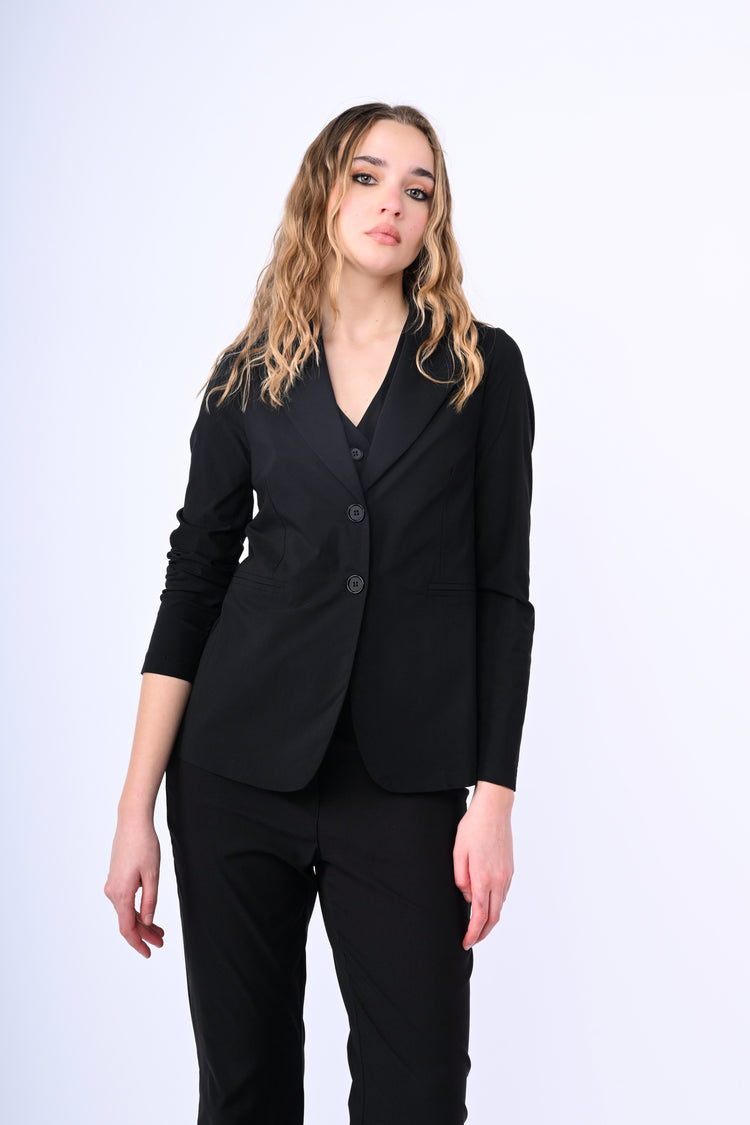 Viscose-blend single-breasted blazer