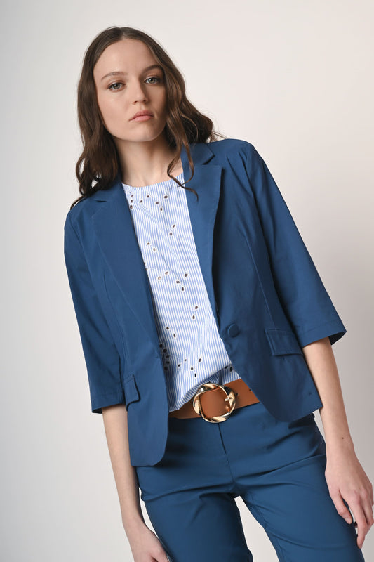 Viscose-blend single-breasted blazer
