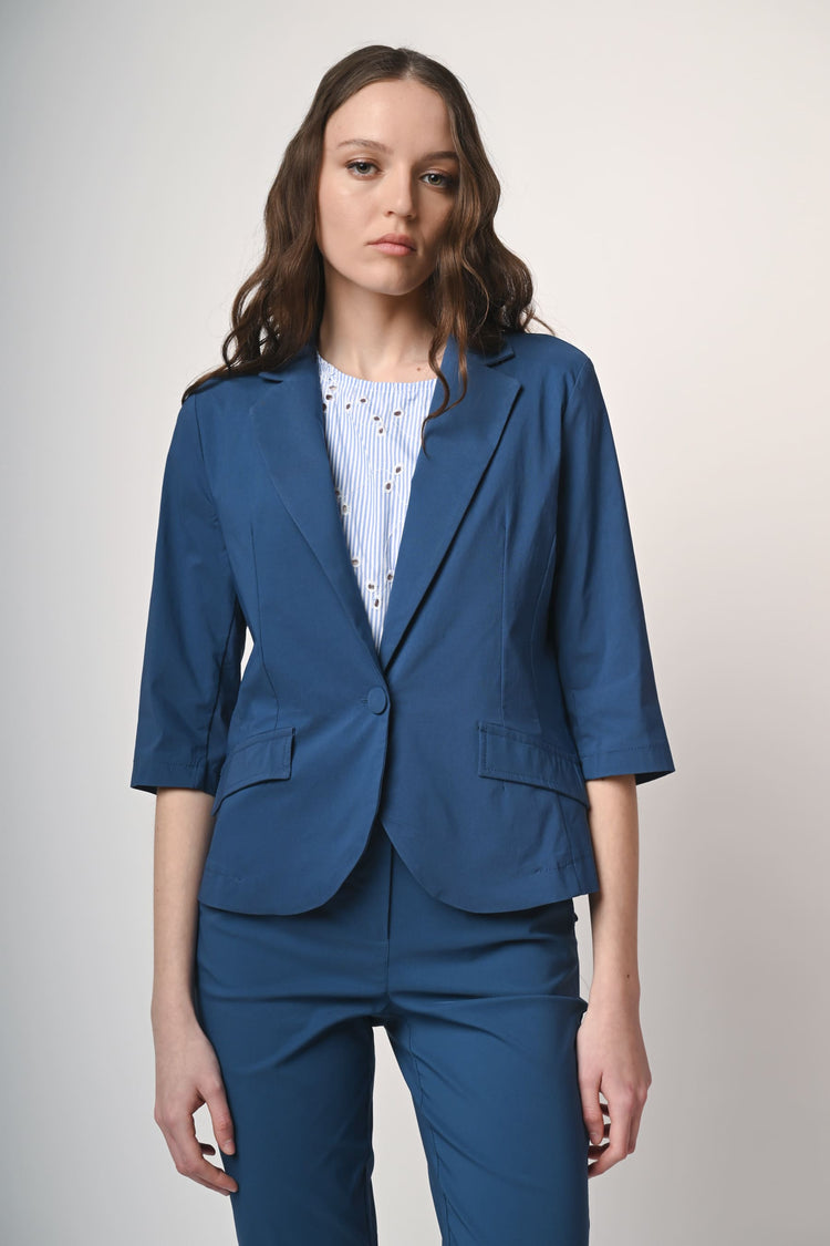 Viscose-blend single-breasted blazer