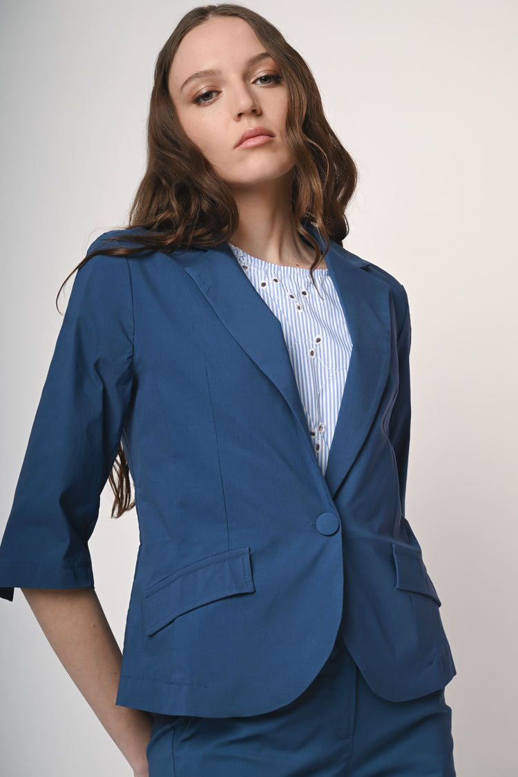 Viscose-blend single-breasted blazer
