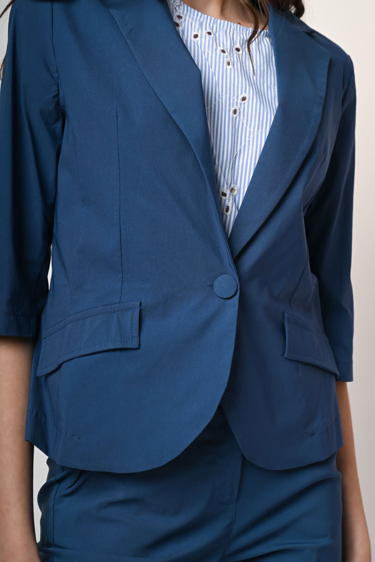 Viscose-blend single-breasted blazer