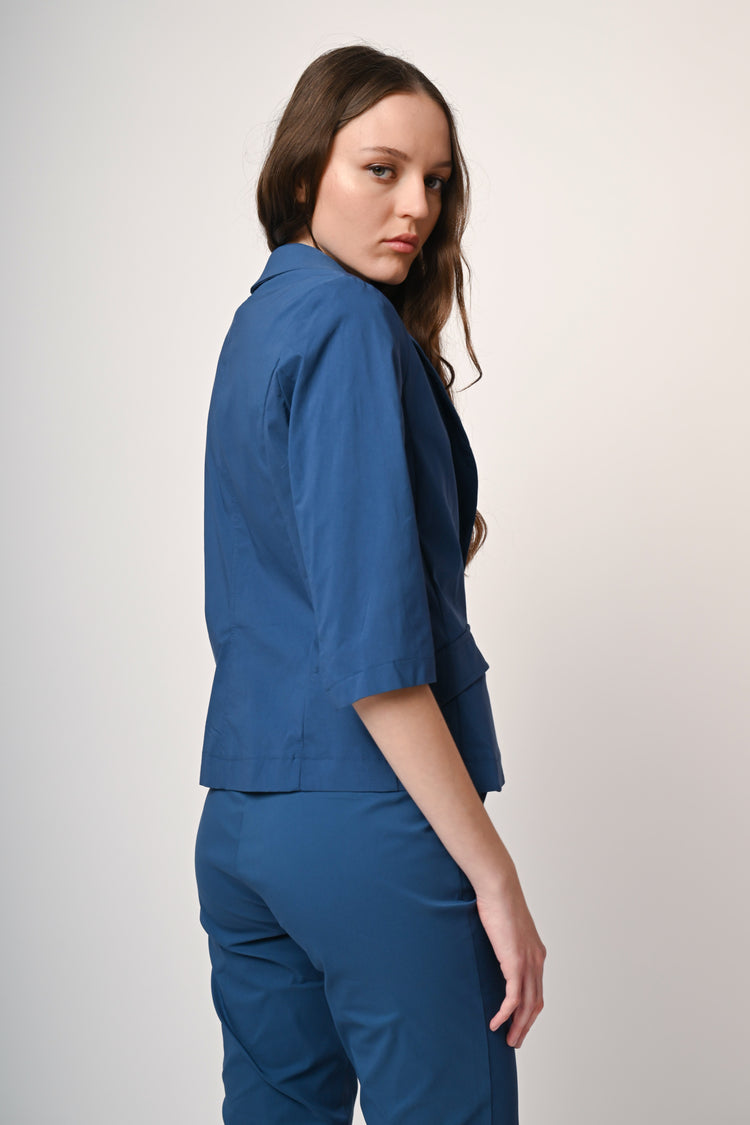 Viscose-blend single-breasted blazer