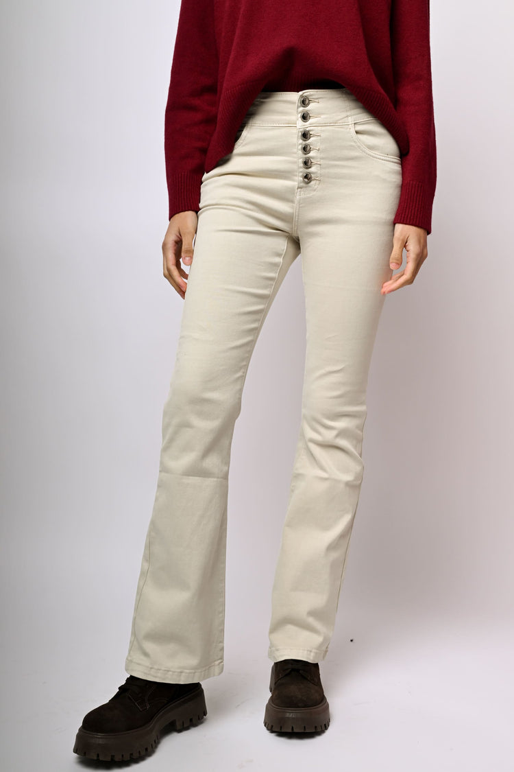Jewel button-fly flared jeans