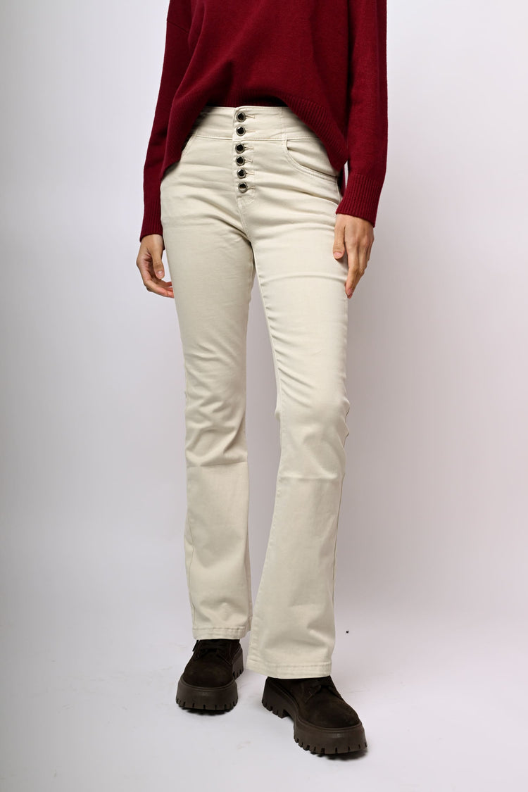 Jewel button-fly flared jeans