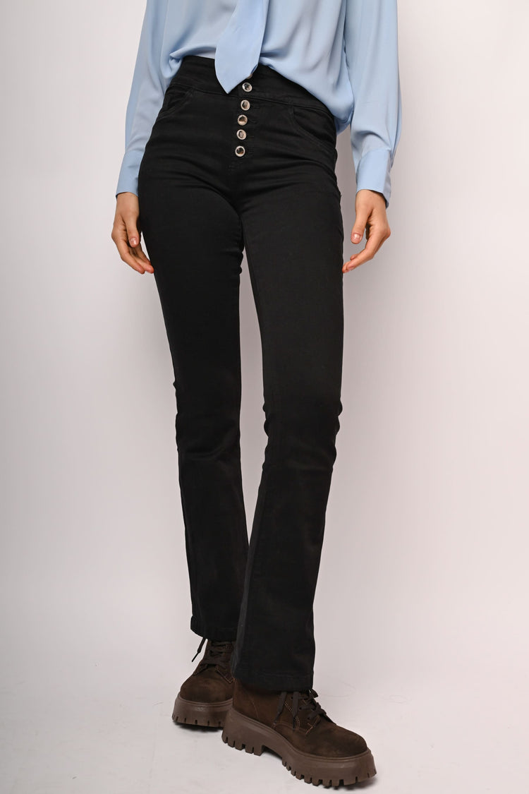 Jewel button-fly flared jeans