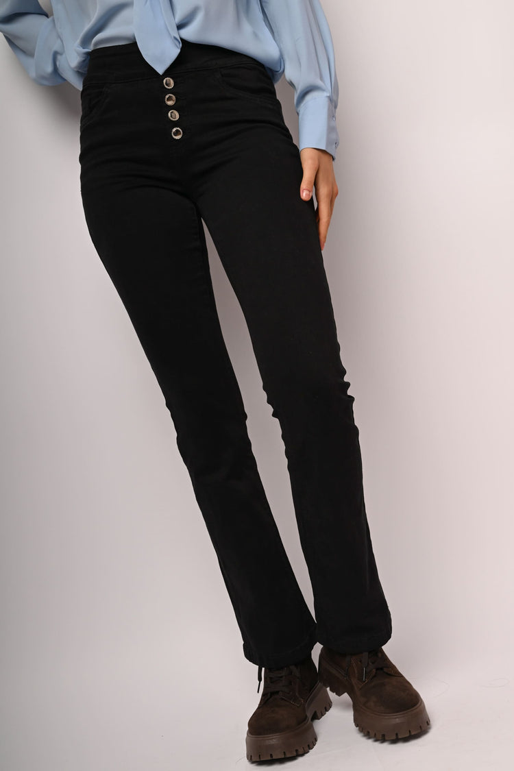 Jewel button-fly flared jeans