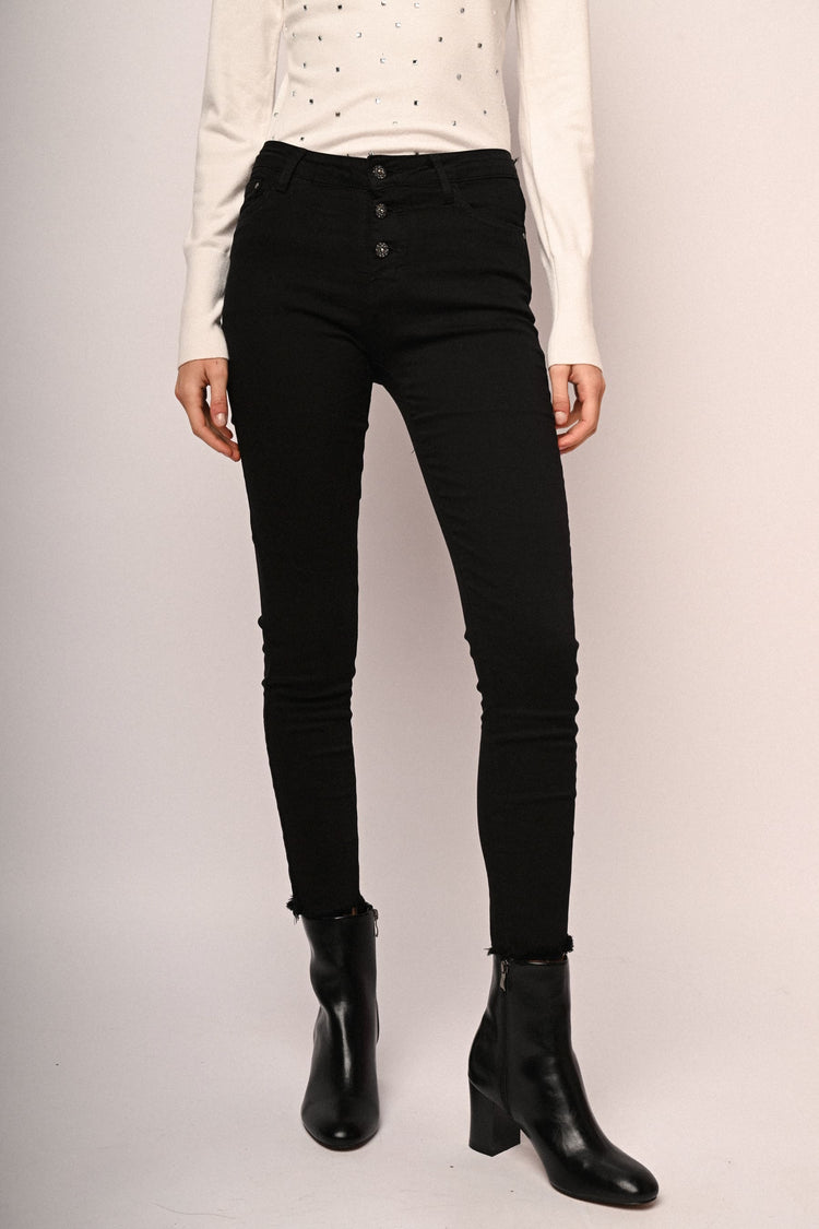 Pantaloni con bottoni gioiello