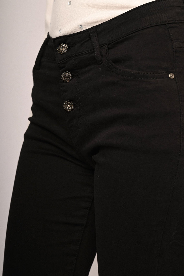 Pantaloni con bottoni gioiello