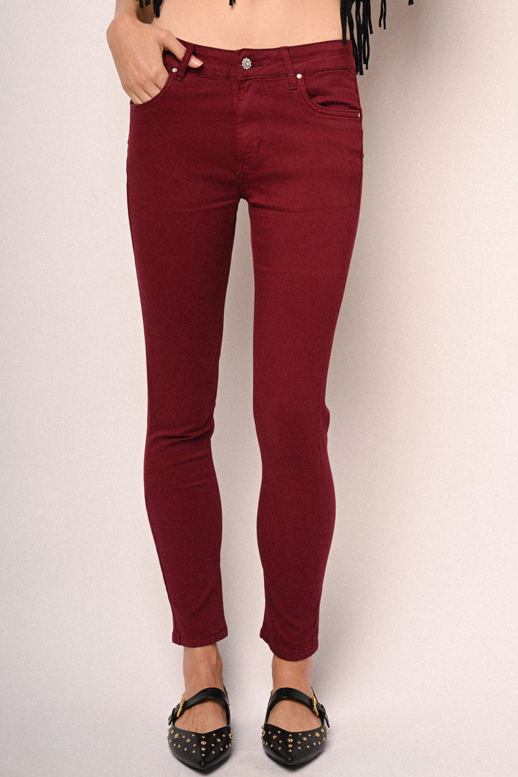 Jewel button skinny jeans