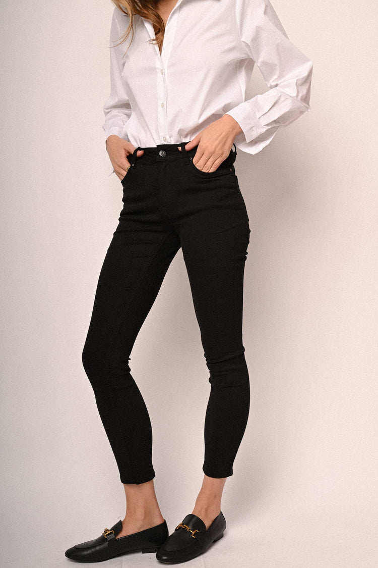 Jewel button skinny jeans