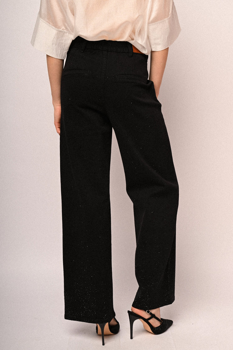 Rhinestone embellished wide-leg jeans