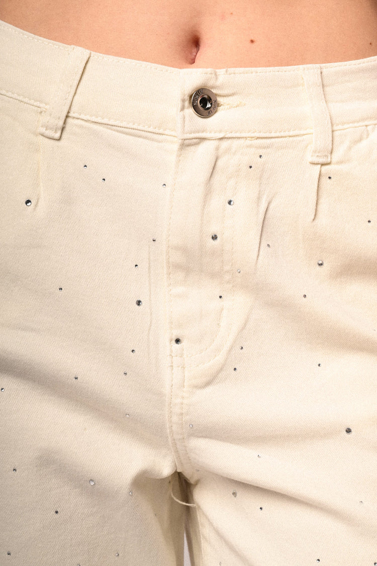 Rhinestone embellished wide-leg jeans