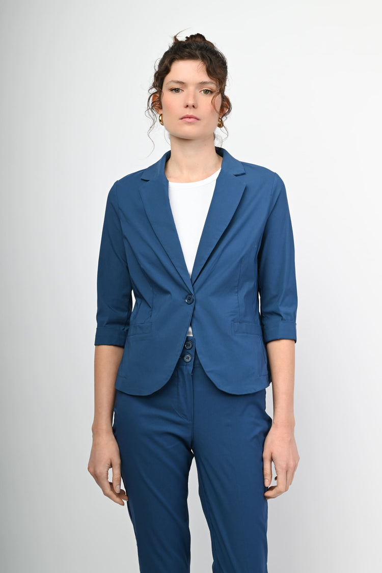 Viscose-blend single-breasted blazer