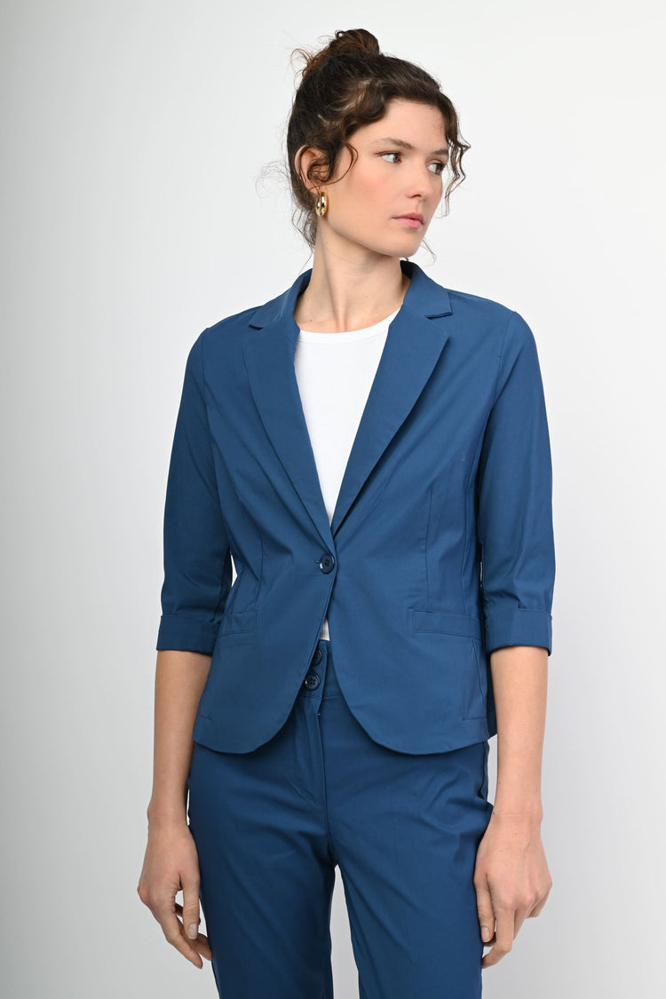 Viscose-blend single-breasted blazer