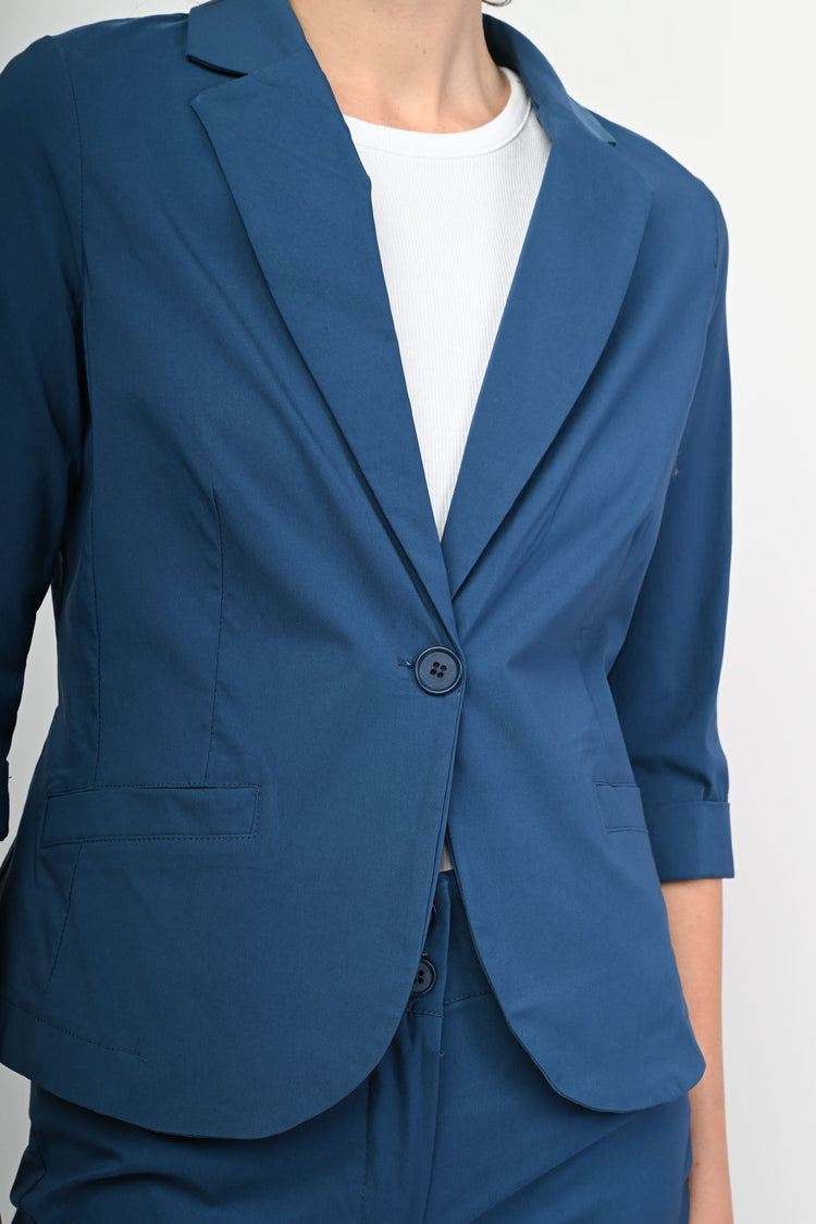 Viscose-blend single-breasted blazer