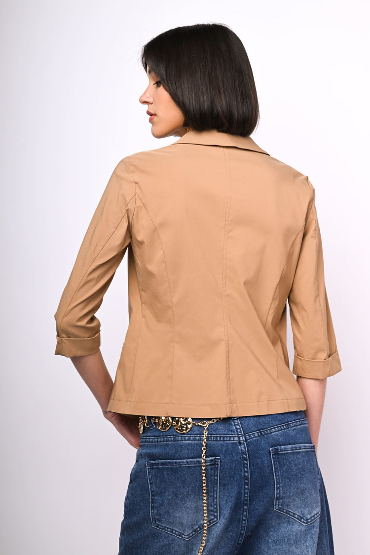 Viscose-blend single-breasted blazer