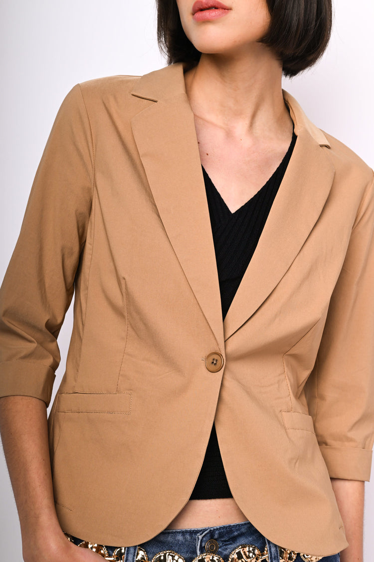 Viscose-blend single-breasted blazer