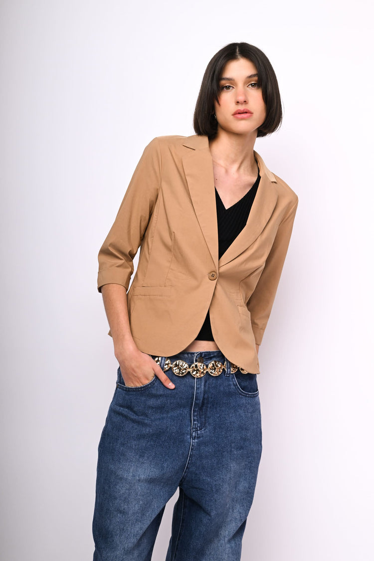 Viscose-blend single-breasted blazer