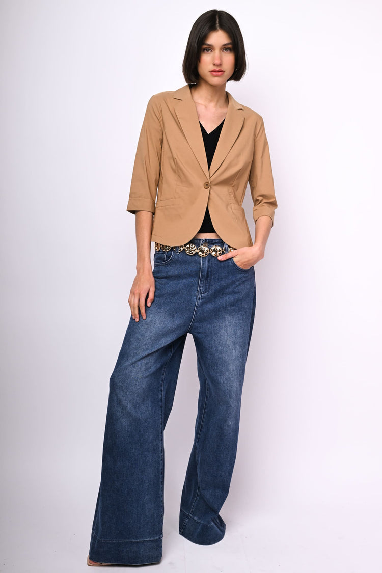 Viscose-blend single-breasted blazer