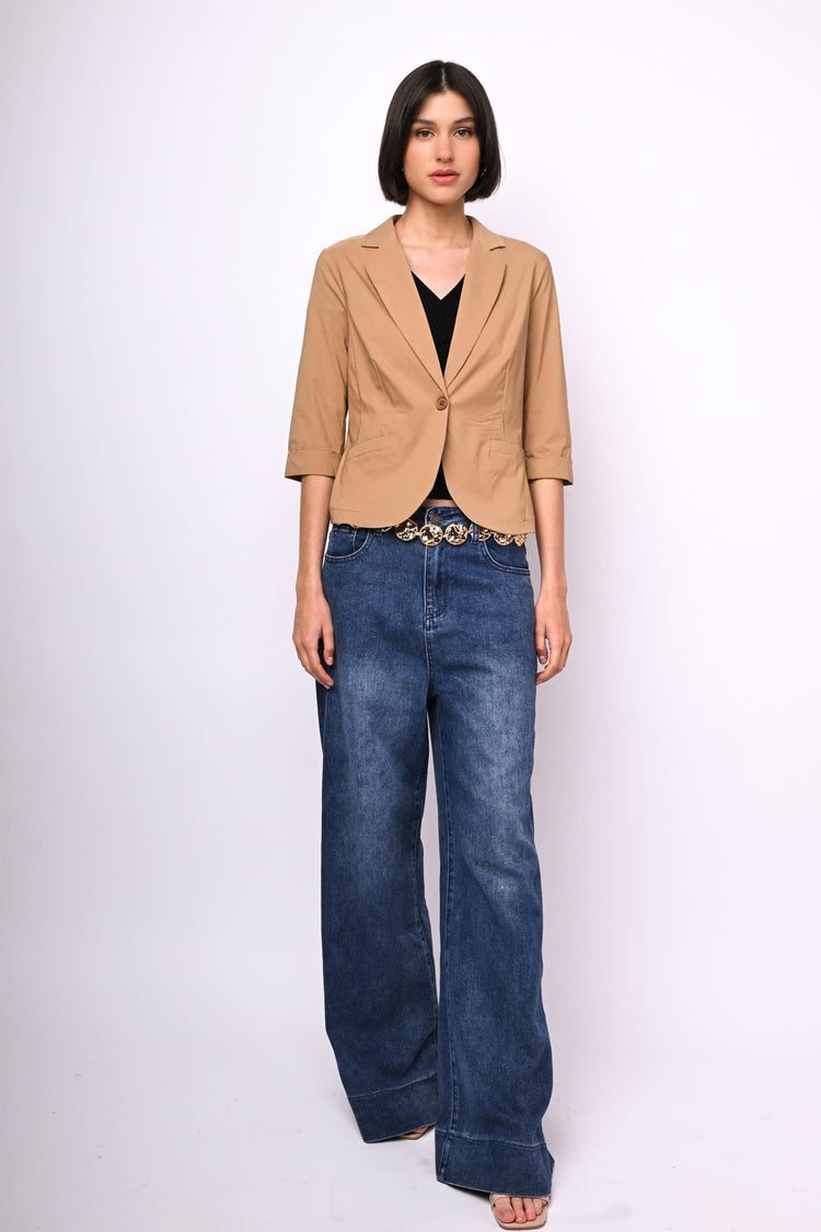 Viscose-blend single-breasted blazer