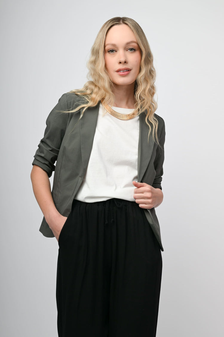 Viscose-blend single-breasted blazer