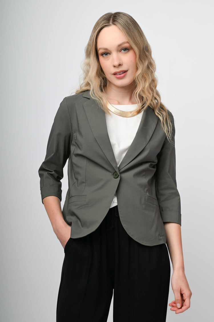 Viscose-blend single-breasted blazer