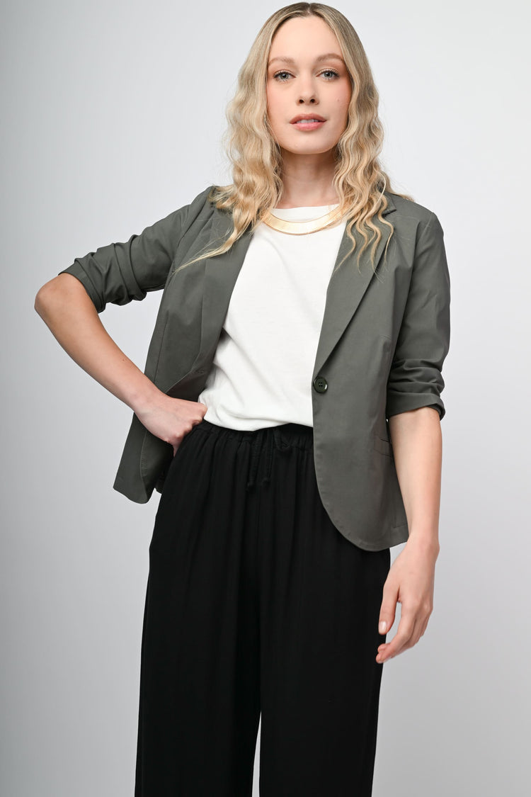 Viscose-blend single-breasted blazer