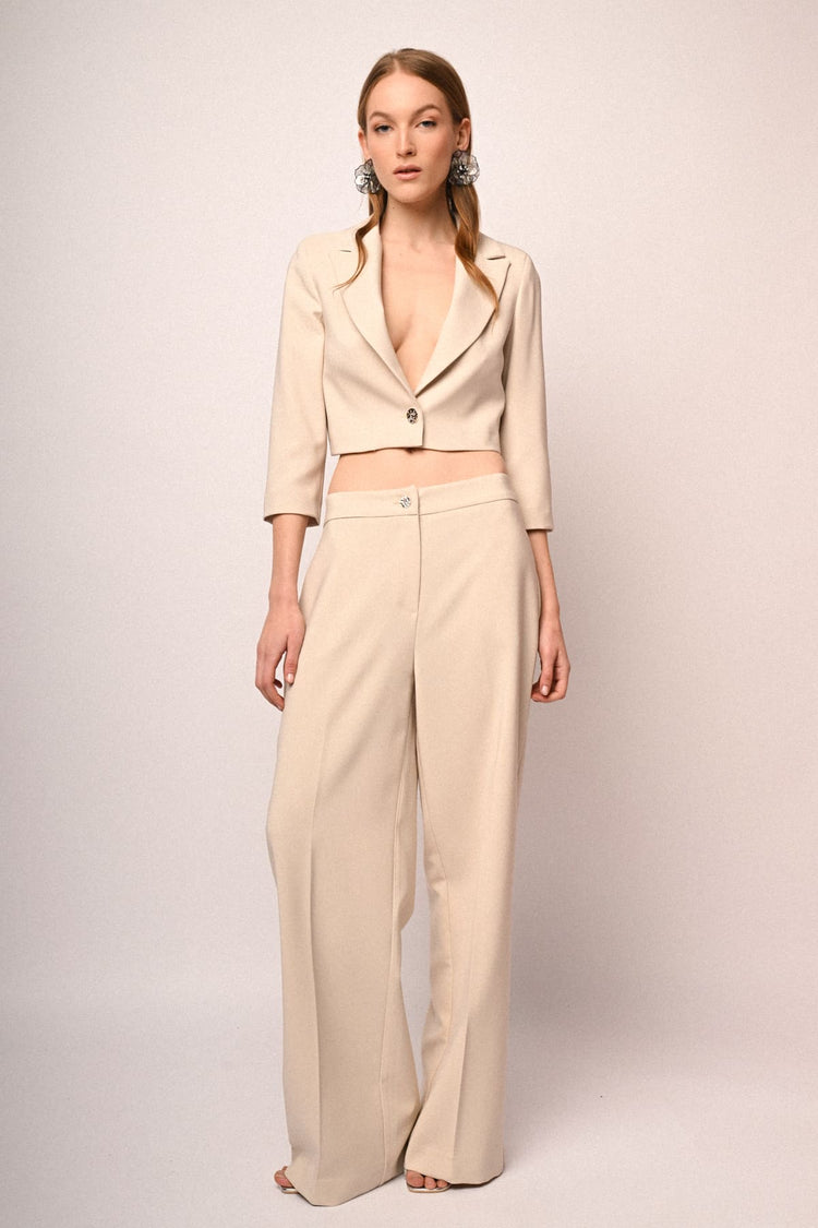 Jewel-button cropped blazer