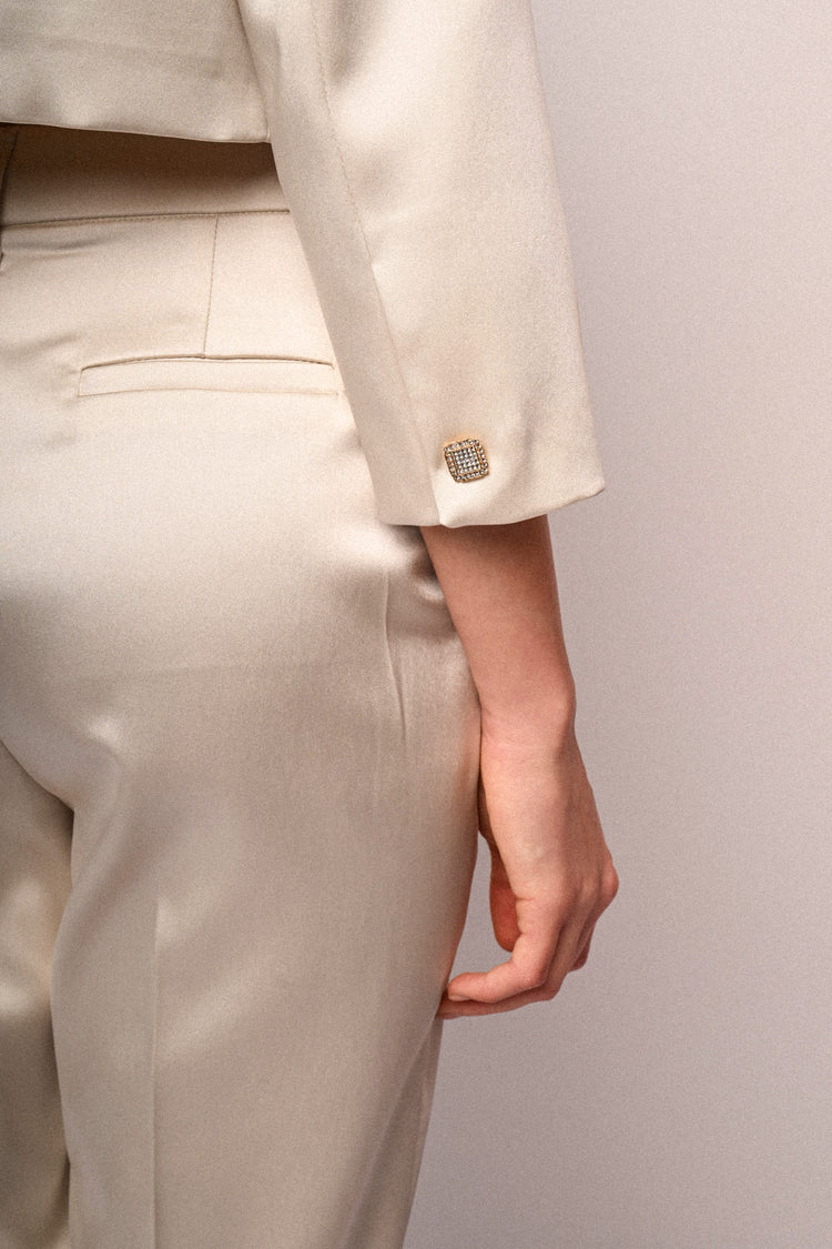 Hook-and-eye satin bolero