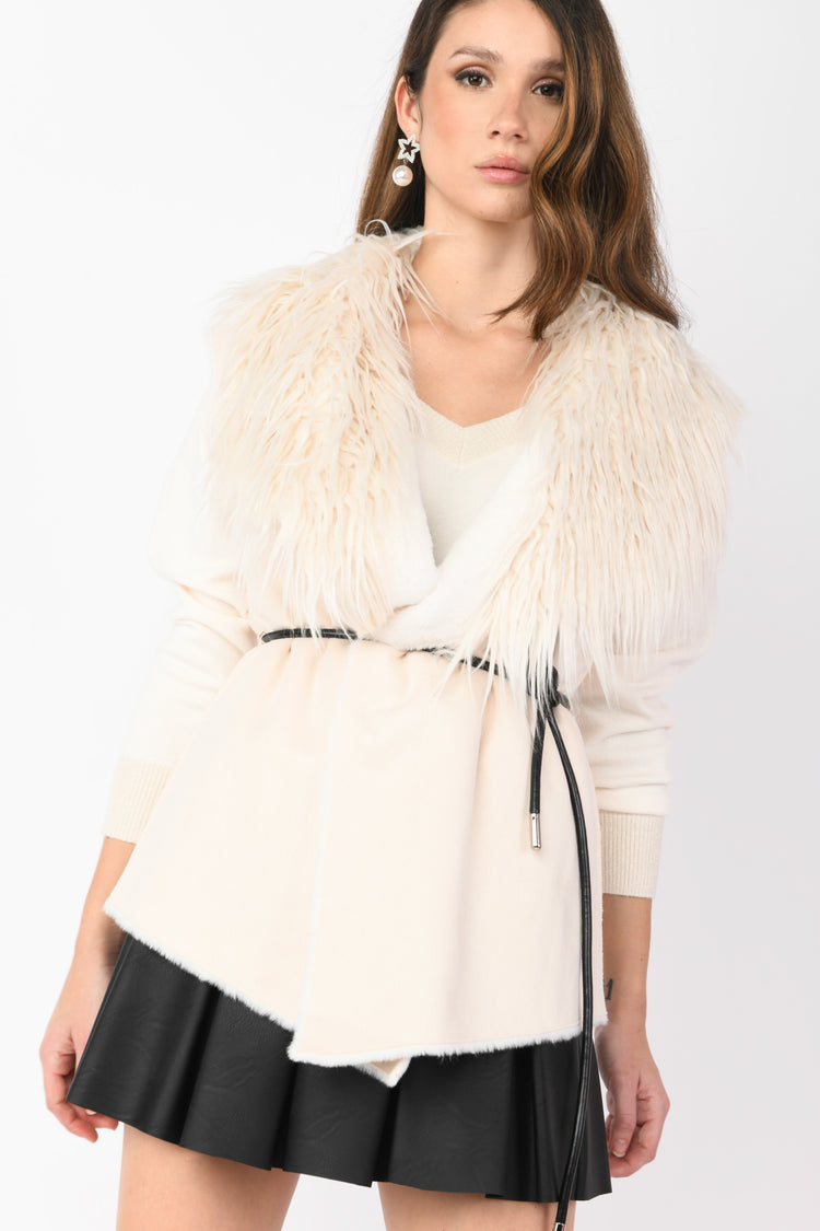 Faux fur and knit vest