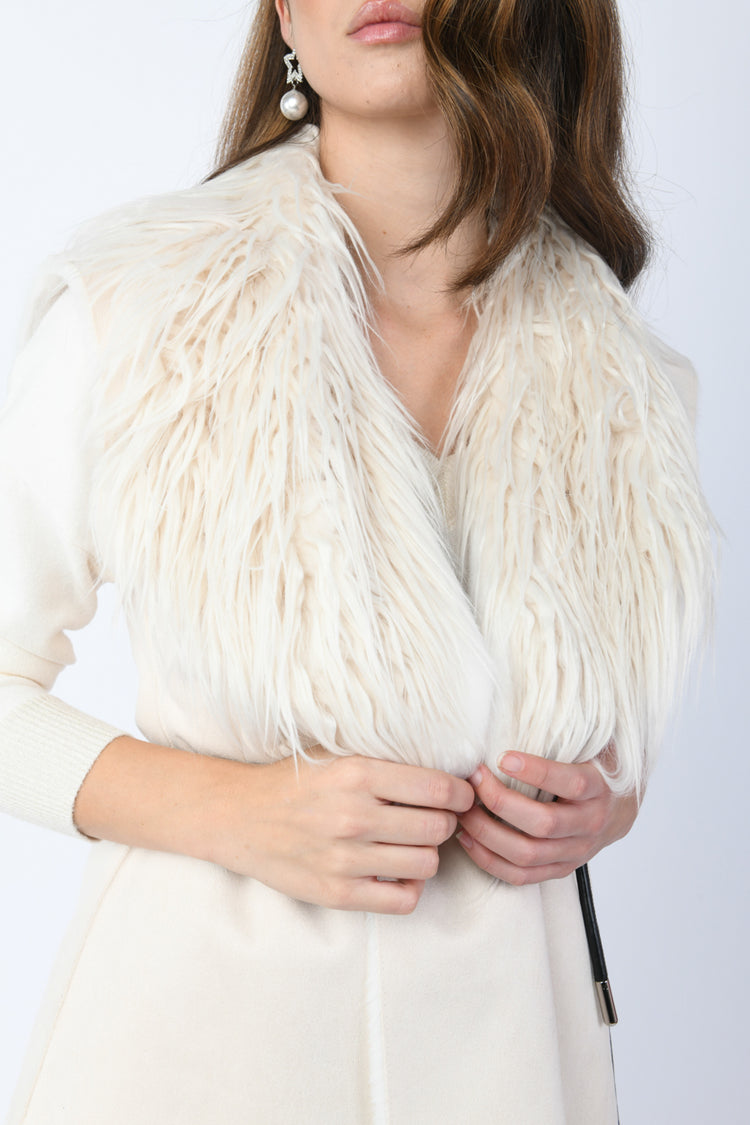 Faux fur and knit vest