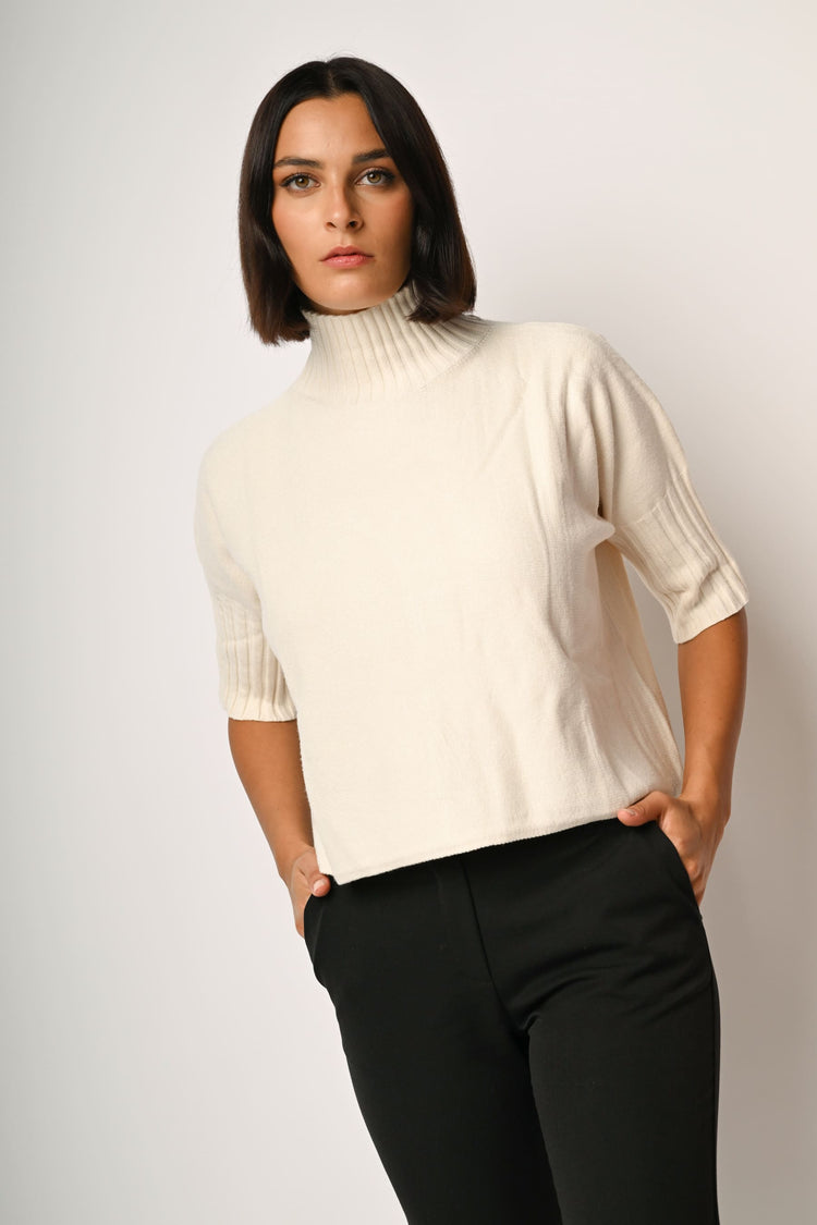 Half-sleeved mock sweater