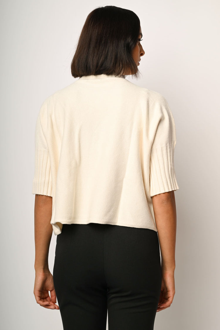 Half-sleeved mock sweater