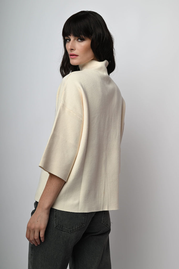 Viscose-blend oversized mock sweater