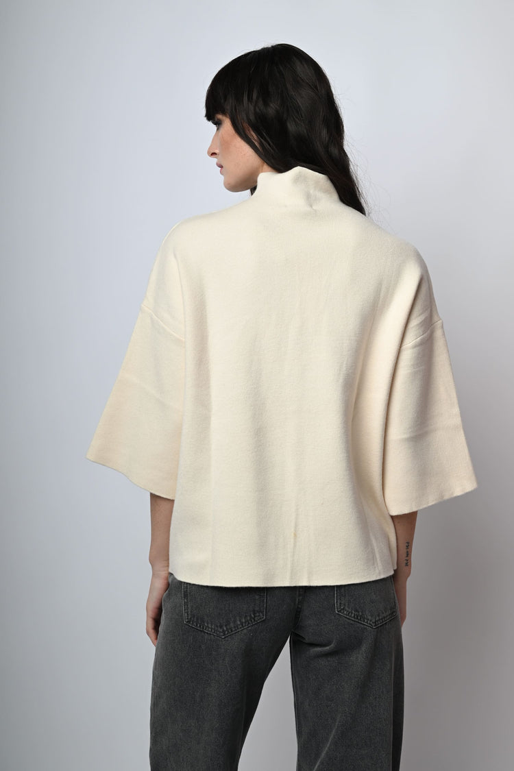 Viscose-blend oversized mock sweater