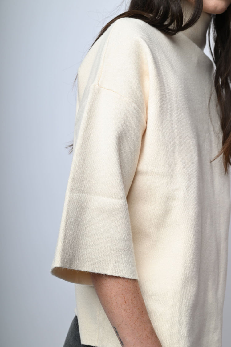 Viscose-blend oversized mock sweater