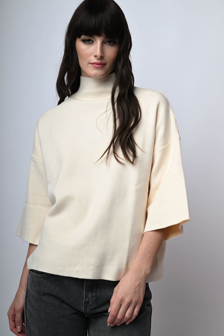Viscose-blend oversized mock sweater
