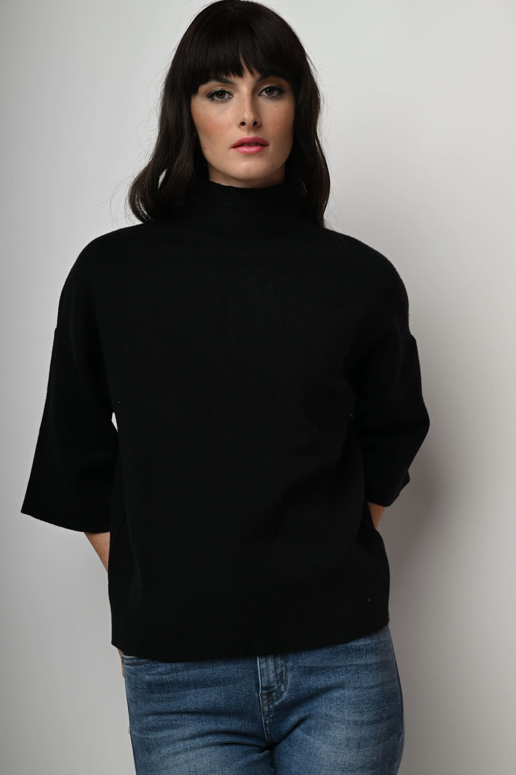 Viscose-blend oversized mock sweater