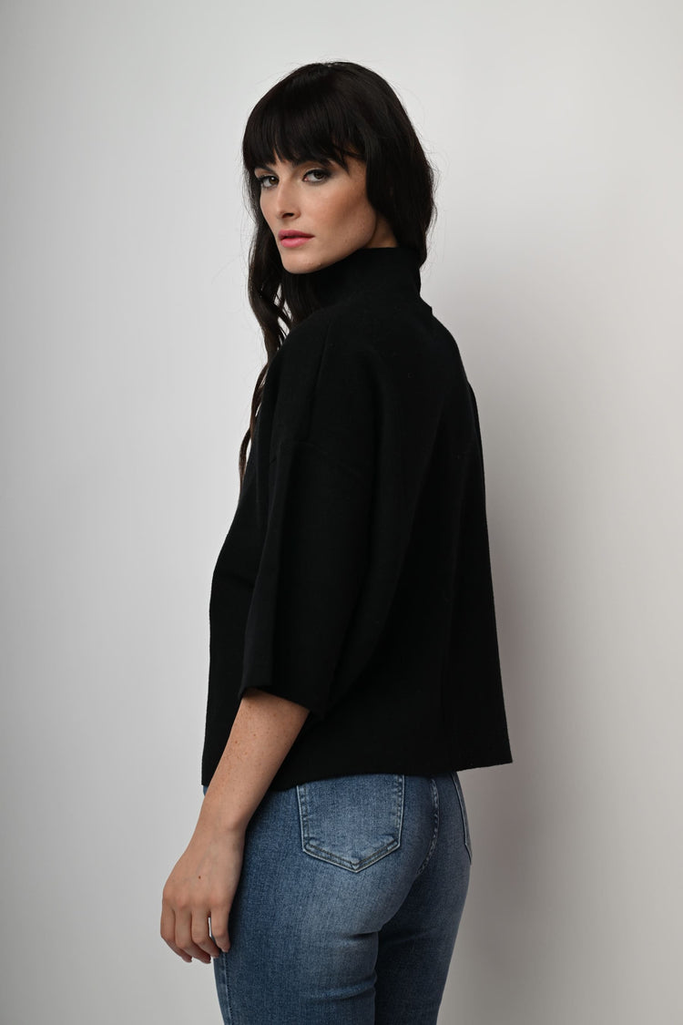 Viscose-blend oversized mock sweater