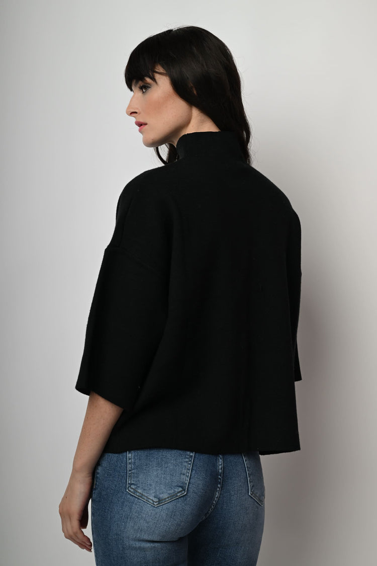 Viscose-blend oversized mock sweater