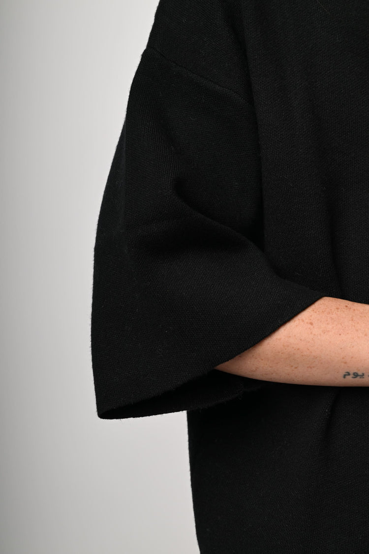Viscose-blend oversized mock sweater