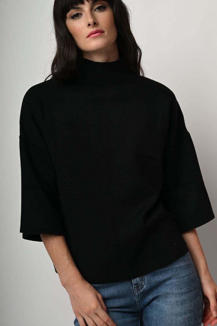 Viscose-blend oversized mock sweater