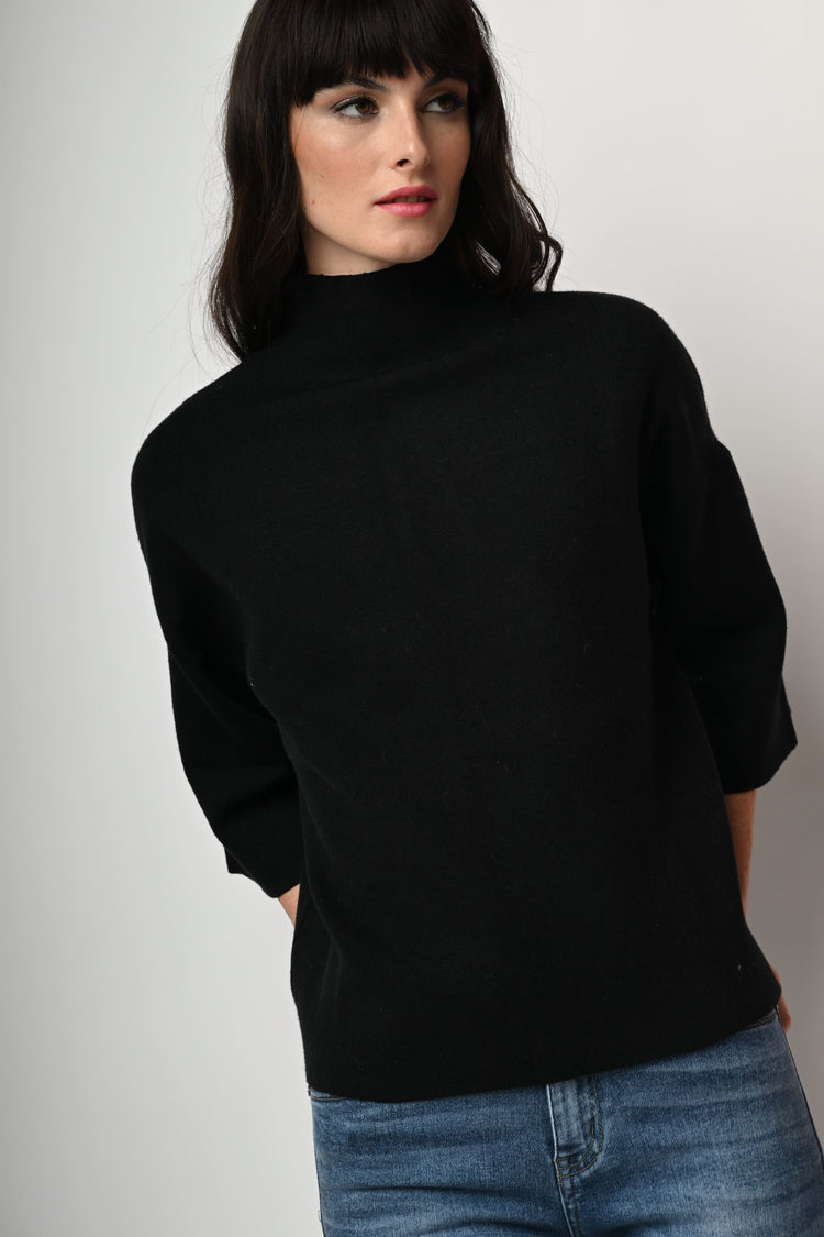 Viscose-blend oversized mock sweater