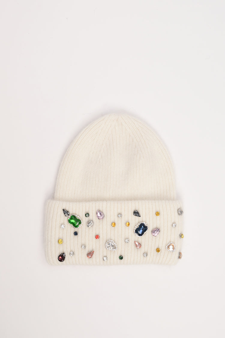 Ivory jewel-embellished hat