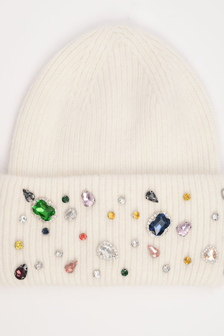 Ivory jewel-embellished hat