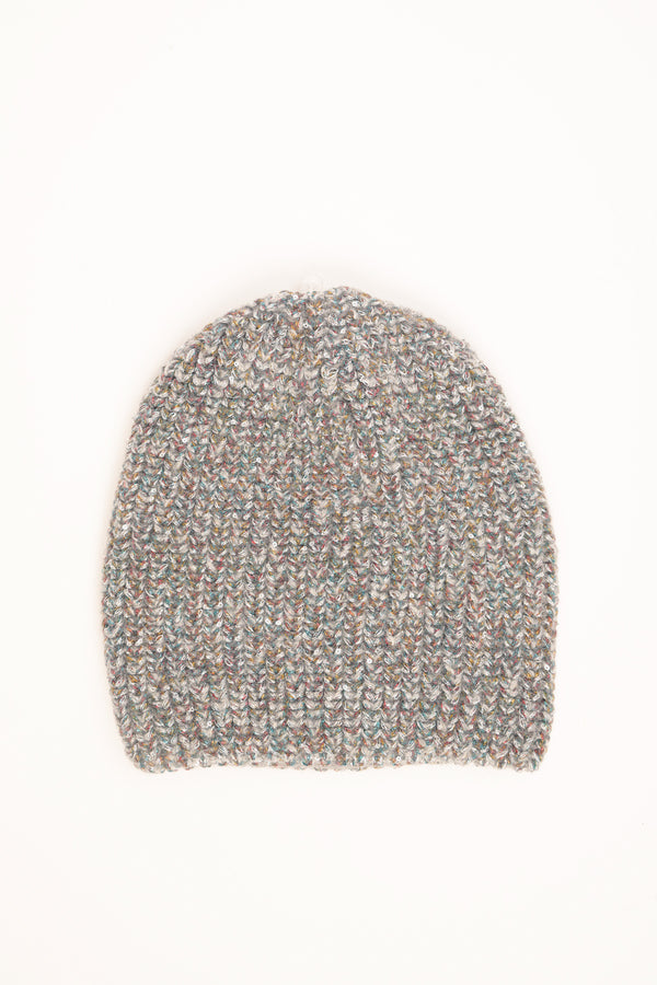 Grey knit hat with micro sequins