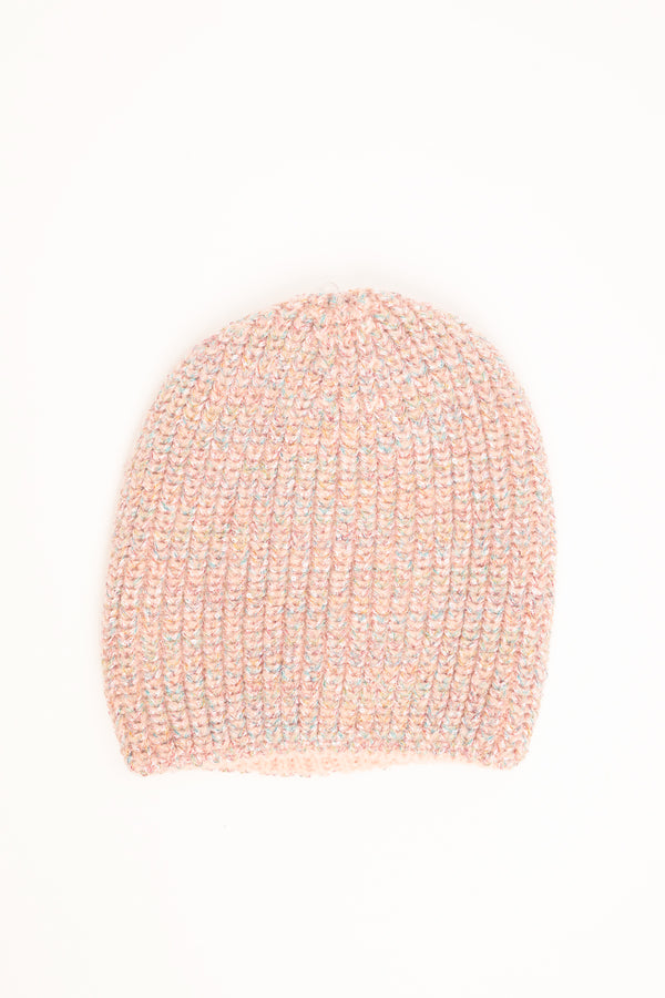 Pink knit hat with micro sequins