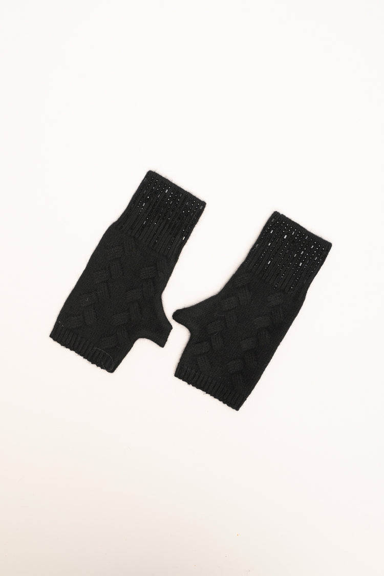 Black embellished gloves