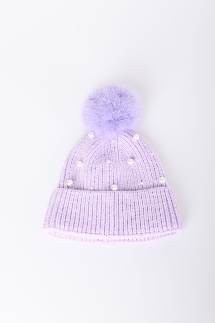 Beads and pompon beanie